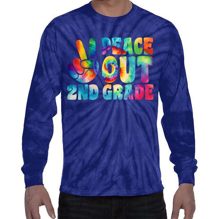 Tie Dye Peace Out Second Grade Cute Last Day Of 2nd Grade Tie-Dye Long Sleeve Shirt