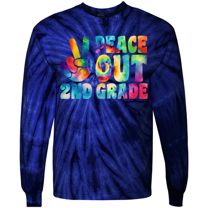 Tie Dye Peace Out Second Grade Cute Last Day Of 2nd Grade Tie-Dye Long Sleeve Shirt