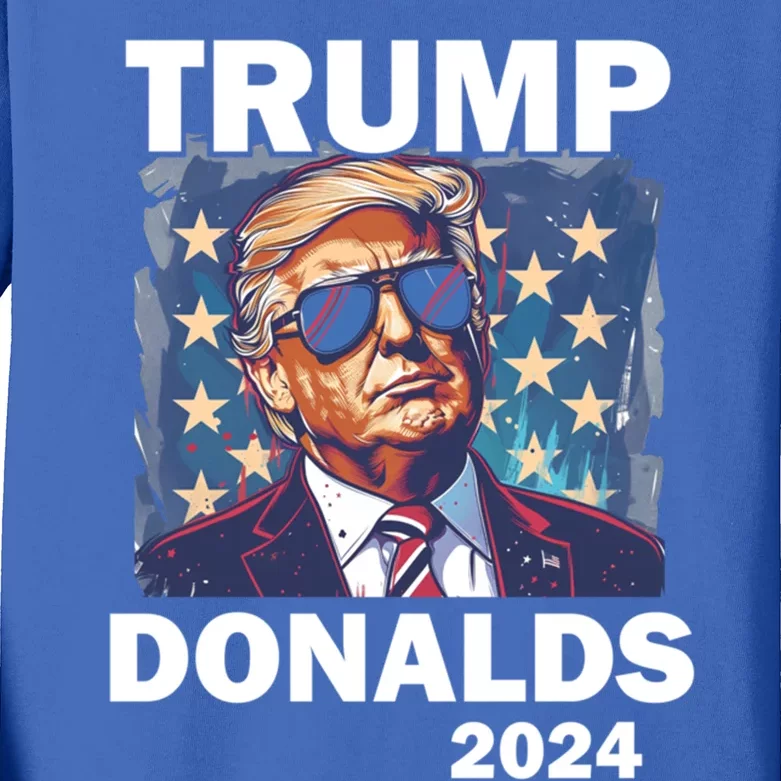 Trump Donalds Presidential Election 2024 Gift Kids Long Sleeve Shirt