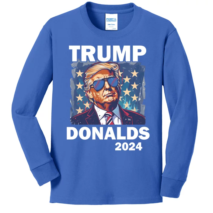 Trump Donalds Presidential Election 2024 Gift Kids Long Sleeve Shirt