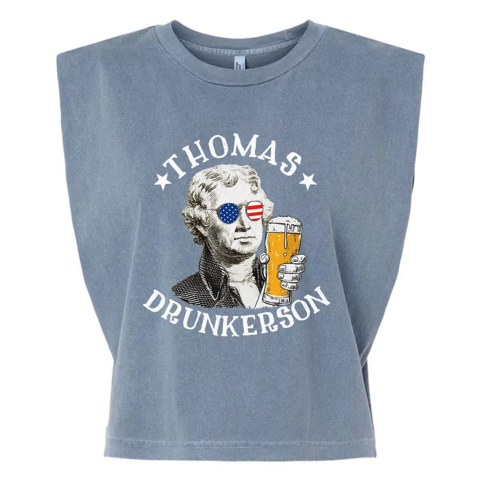 Thomas Drunkerson President Thomas Jefferson Drinking Beer Garment-Dyed Women's Muscle Tee