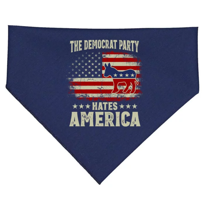 The Democrat Party Hates America USA-Made Doggie Bandana