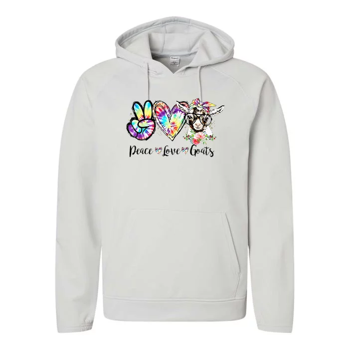 Tie Dye Peace Love Goats Farm Girl Goat Lover Funny Gift Performance Fleece Hoodie