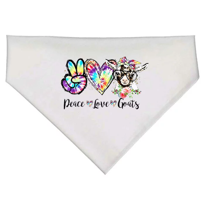 Tie Dye Peace Love Goats Farm Girl Goat Lover Funny Gift USA-Made Doggie Bandana