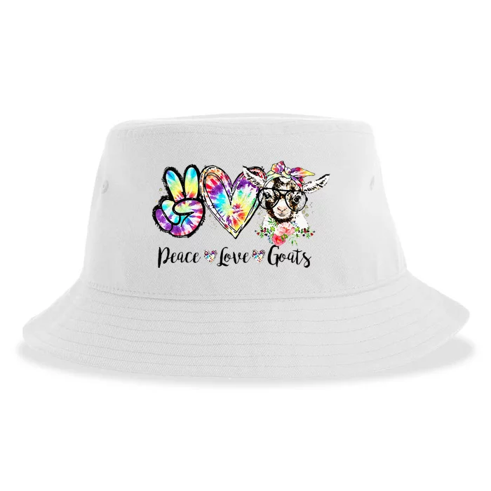 Tie Dye Peace Love Goats Farm Girl Goat Lover Funny Gift Sustainable Bucket Hat