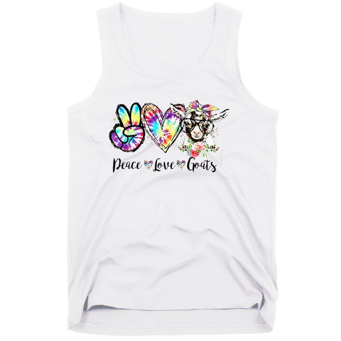 Tie Dye Peace Love Goats Farm Girl Goat Lover Funny Gift Tank Top