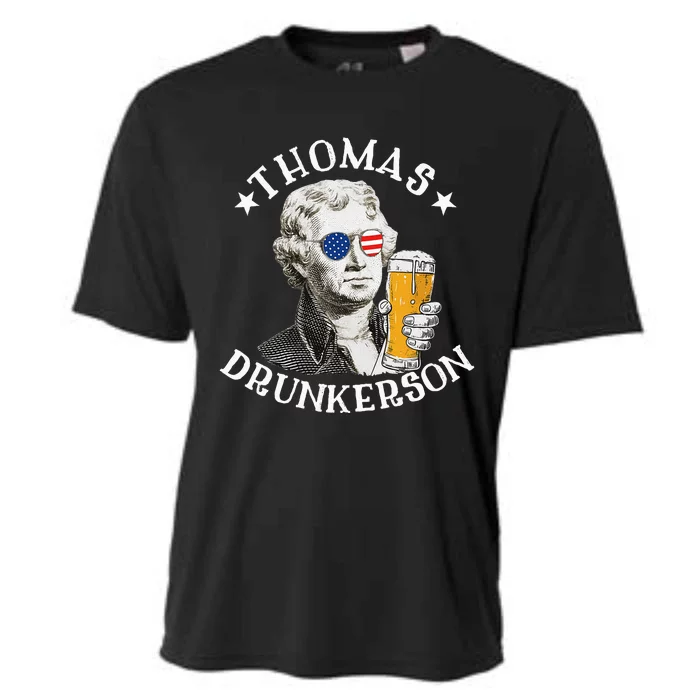 Thomas Drunkerson President Thomas Jefferson Drinking Beer Cooling Performance Crew T-Shirt