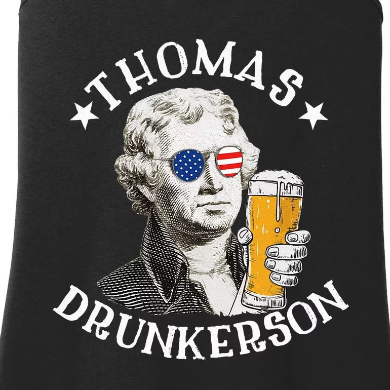 Thomas Drunkerson President Thomas Jefferson Drinking Beer Ladies Essential Tank