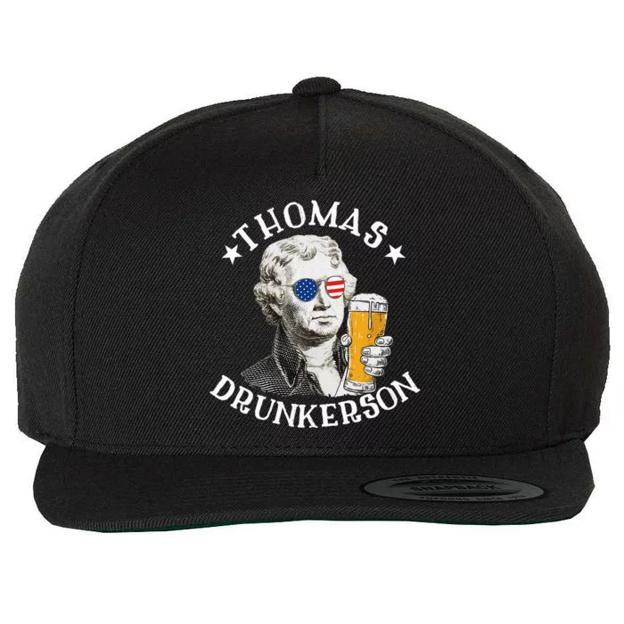 Thomas Drunkerson President Thomas Jefferson Drinking Beer Wool Snapback Cap