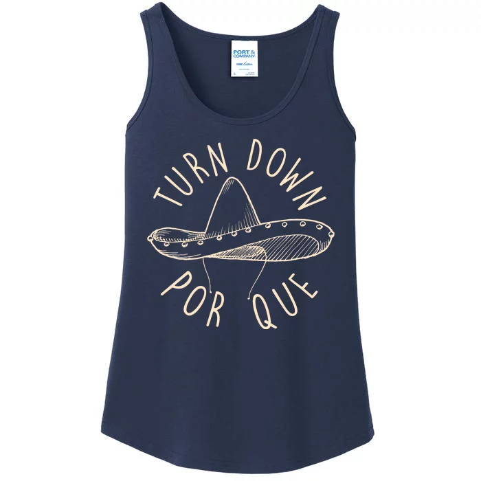 Turn Down Por Que Sombrero Cinco De Mayo Ladies Essential Tank