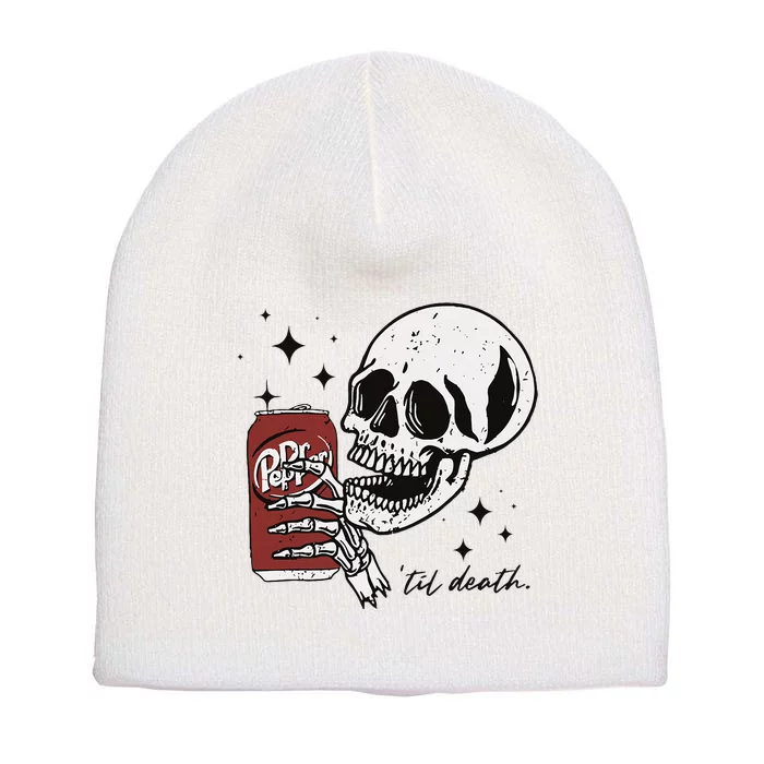 Till Death Pepper Skeleton Halloween Skeleton Drink Pepper Short Acrylic Beanie