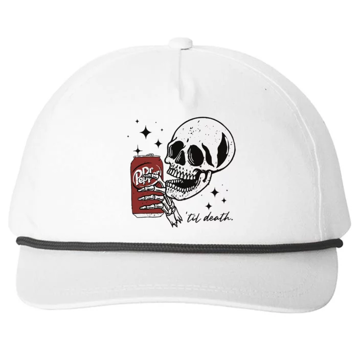 Till Death Pepper Skeleton Halloween Skeleton Drink Pepper Snapback Five-Panel Rope Hat