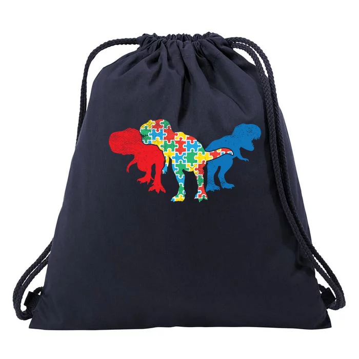 Trex Dinosaurs Puzzle Dino Autism Awareness Asl Funny Gift Drawstring Bag