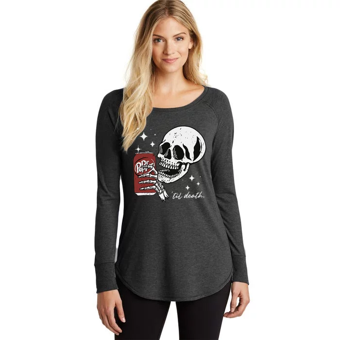 Till Death Pepper Skeleton Halloween Skeleton Drink Pepper Women's Perfect Tri Tunic Long Sleeve Shirt