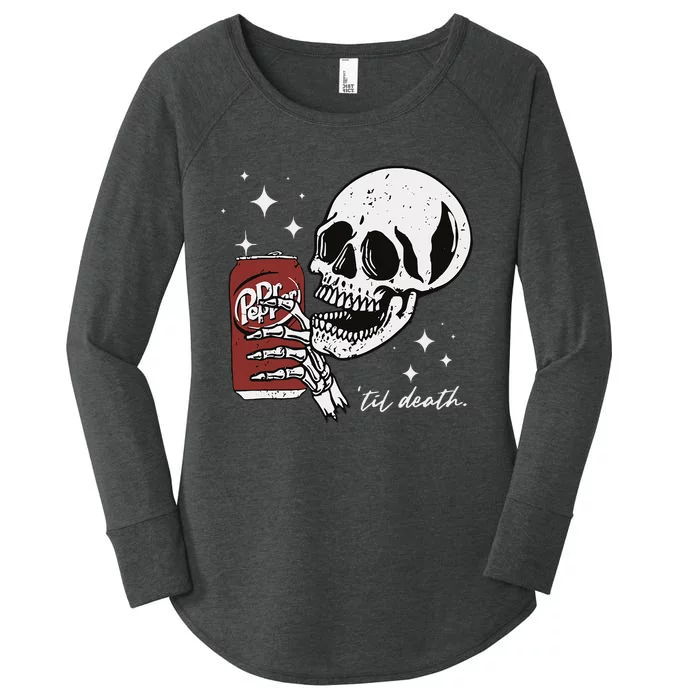 Till Death Pepper Skeleton Halloween Skeleton Drink Pepper Women's Perfect Tri Tunic Long Sleeve Shirt