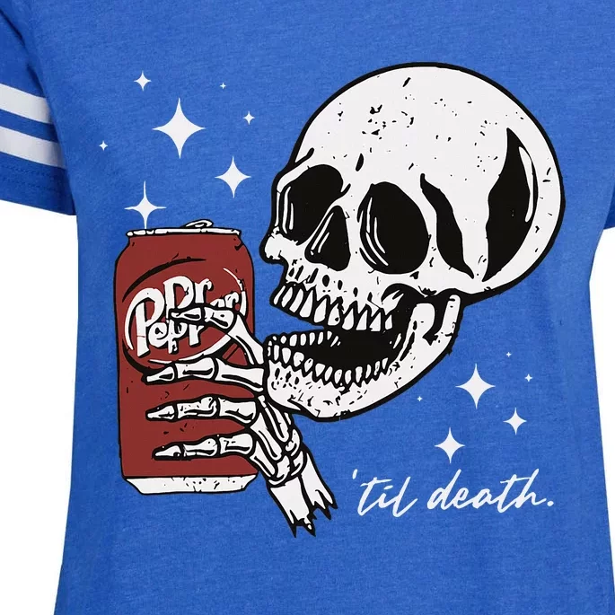 Till Death Pepper Skeleton Halloween Skeleton Drink Pepper Enza Ladies Jersey Football T-Shirt