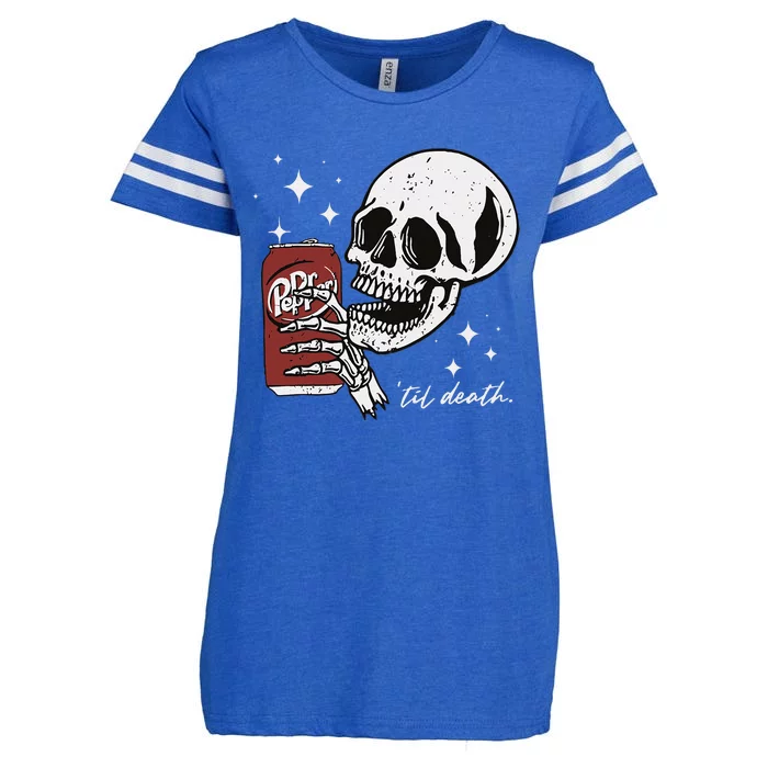 Till Death Pepper Skeleton Halloween Skeleton Drink Pepper Enza Ladies Jersey Football T-Shirt