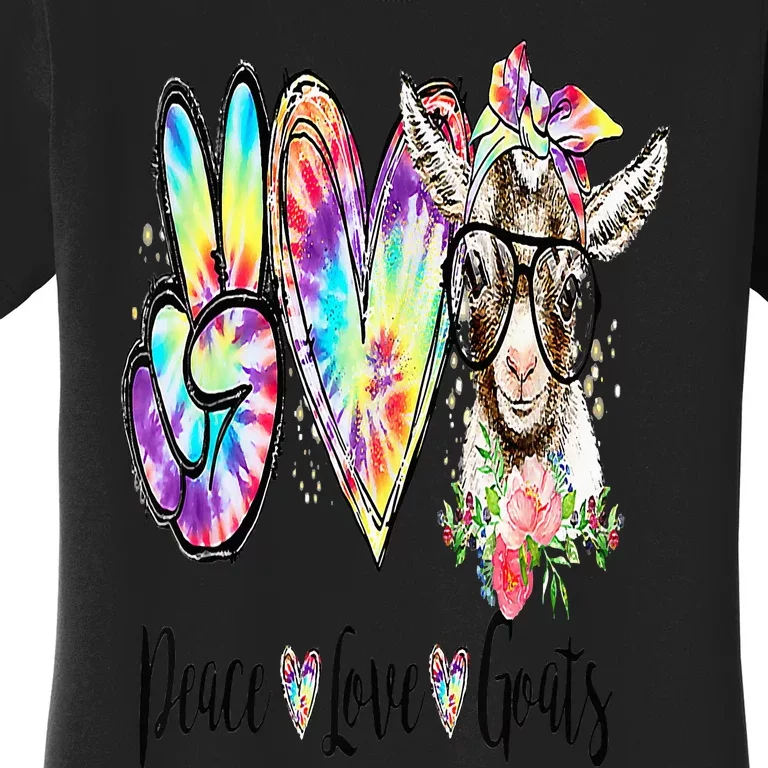 Tie Dye Peace Love Goats Farm Girl Goat Lover Funny Gift Women's T-Shirt