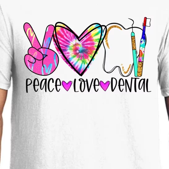 Tie Dye Peace Love Dental Assistant Hygienist Dentist Gift Pajama Set