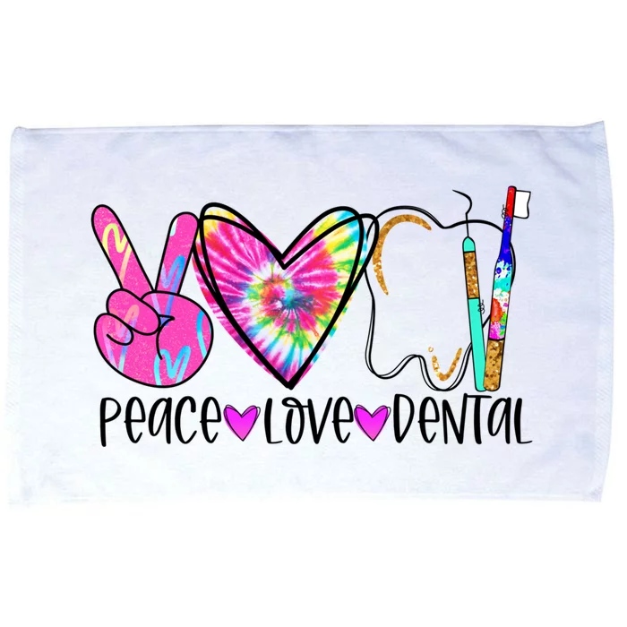 Tie Dye Peace Love Dental Assistant Hygienist Dentist Gift Microfiber Hand Towel