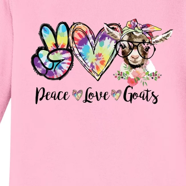 Tie Dye Peace Love Goats Farm Girl Goat Lover Funny Gift Baby Long Sleeve Bodysuit