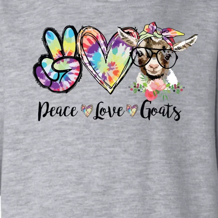 Tie Dye Peace Love Goats Farm Girl Goat Lover Funny Gift Toddler Hoodie