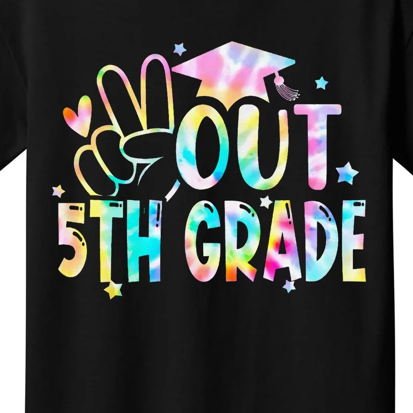 Tie Dye Peace Out 5th Grade Graduation Last Day Of School Kids T-Shirt