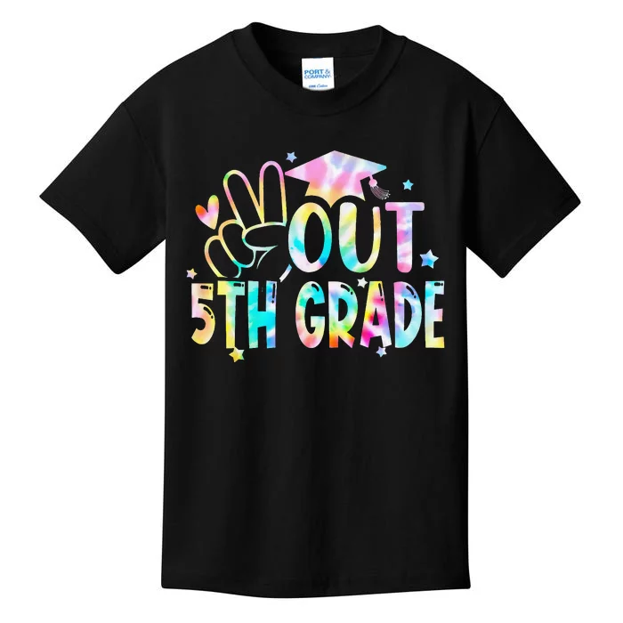 Tie Dye Peace Out 5th Grade Graduation Last Day Of School Kids T-Shirt