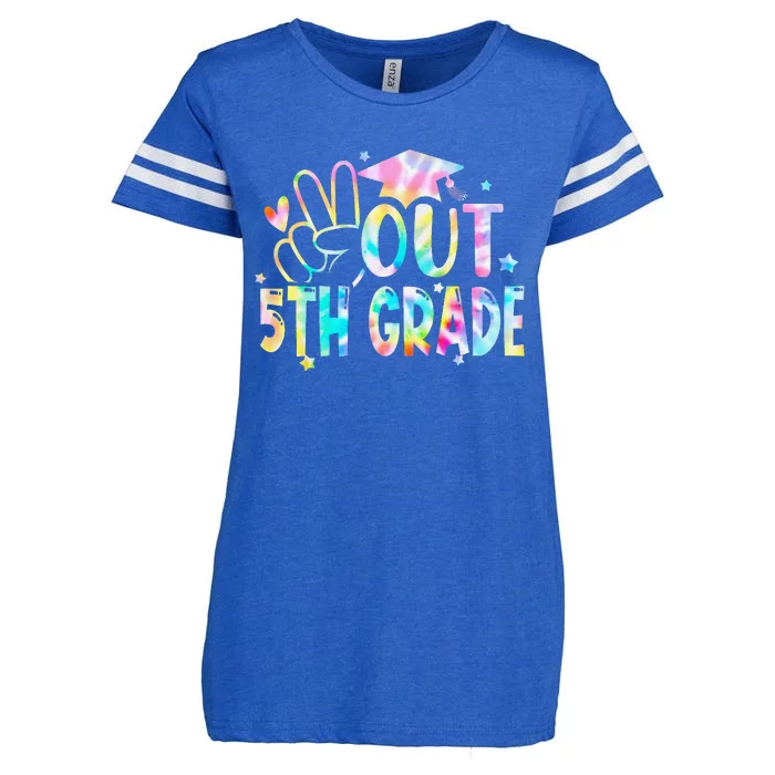 Tie Dye Peace Out 5th Grade Graduation Last Day Of School Enza Ladies Jersey Football T-Shirt