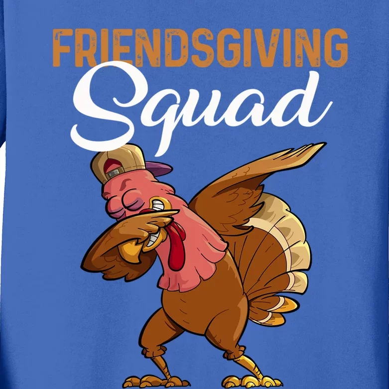 Thanksgiving Day Party Friendsgiving Squad Dabbing Turkey Gift Kids Long Sleeve Shirt