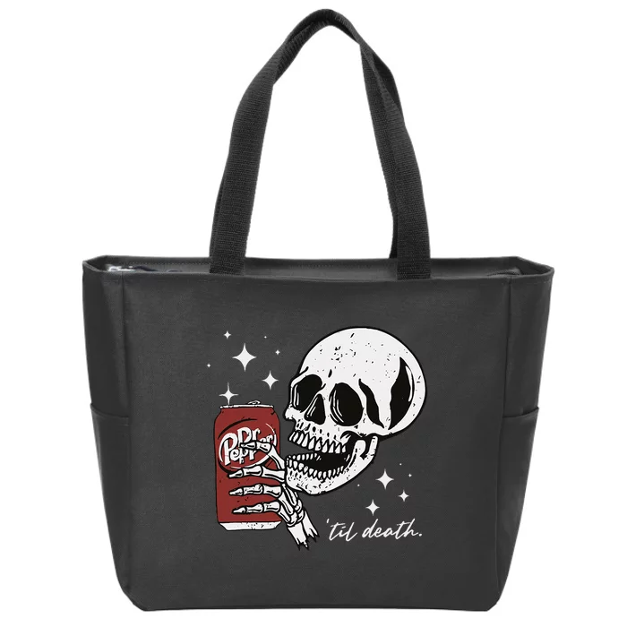 Till Death Pepper Skeleton Halloween Skeleton Zip Tote Bag