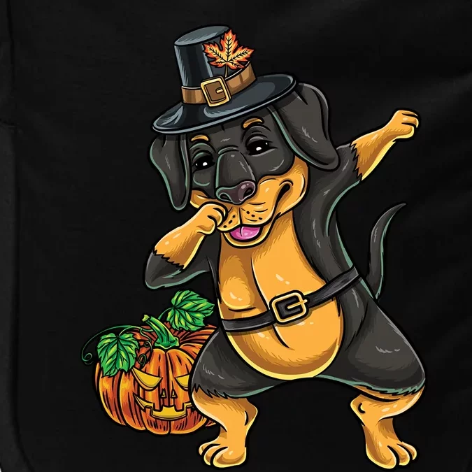 Thanksgiving Dabbing Pilgrim Rottweiler Gift Impact Tech Backpack