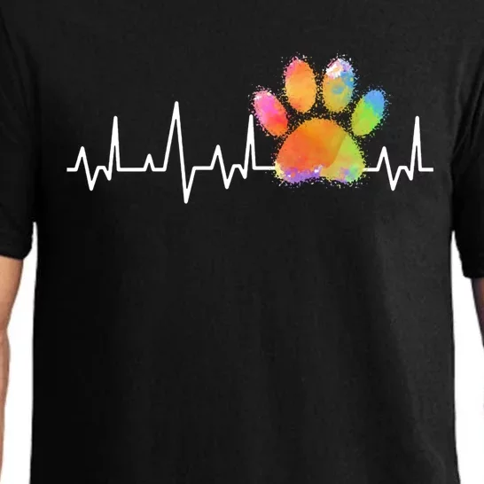 Tie Dye Paw Print Heartbeat Cute Veterinarian Vet Tech Gift Pajama Set