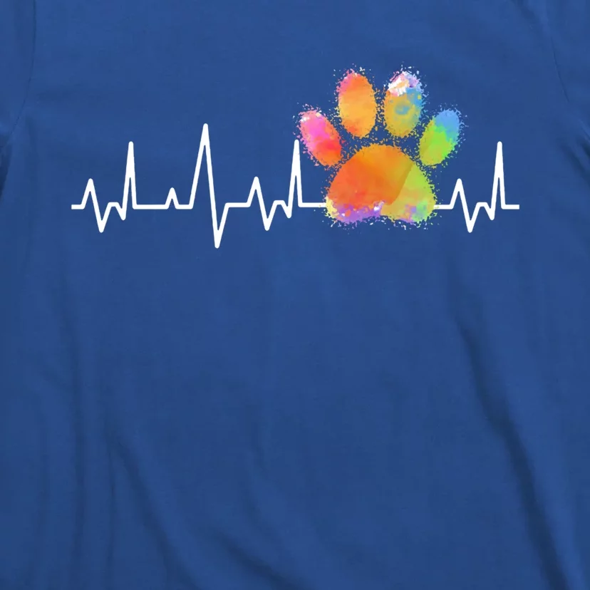 Tie Dye Paw Print Heartbeat Cute Veterinarian Vet Tech Gift T-Shirt