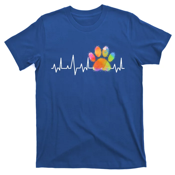 Tie Dye Paw Print Heartbeat Cute Veterinarian Vet Tech Gift T-Shirt