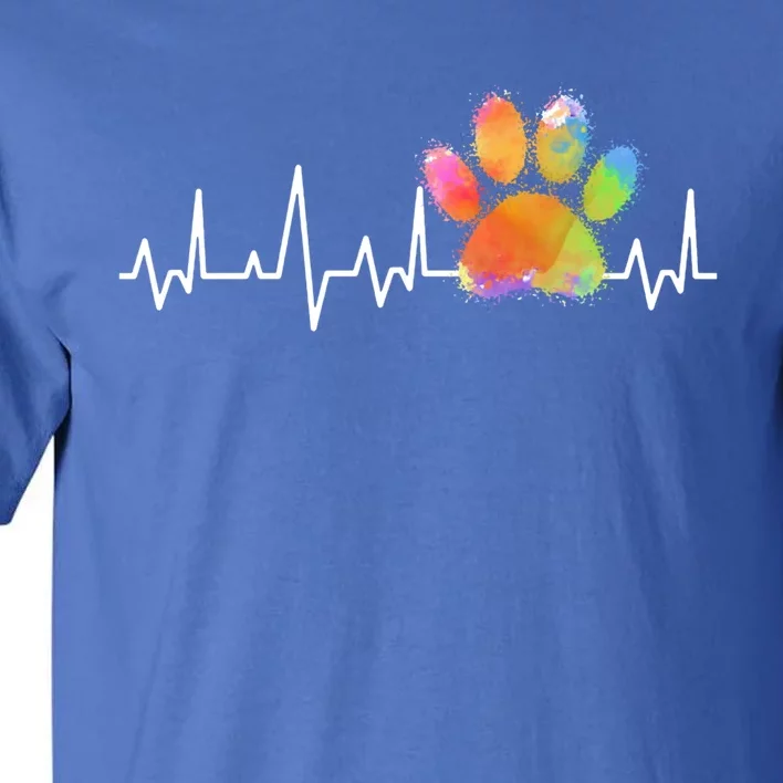 Tie Dye Paw Print Heartbeat Cute Veterinarian Vet Tech Gift Tall T-Shirt