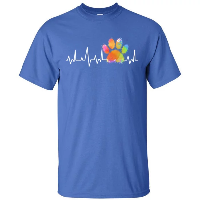 Tie Dye Paw Print Heartbeat Cute Veterinarian Vet Tech Gift Tall T-Shirt