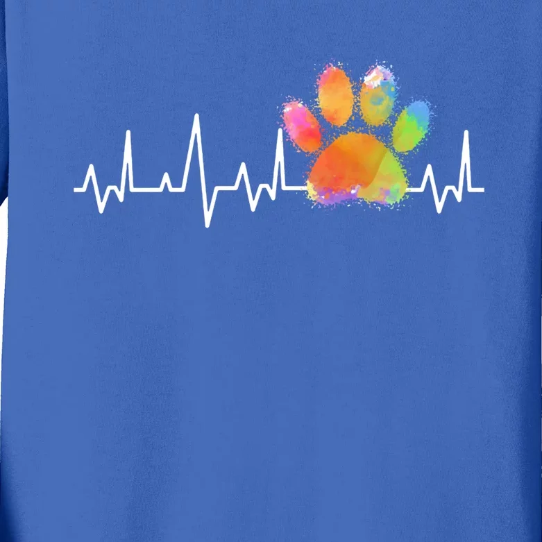 Tie Dye Paw Print Heartbeat Cute Veterinarian Vet Tech Gift Kids Long Sleeve Shirt