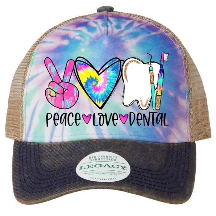 Tie Dye Peace Love Dental Dentist Labor Day Christmas Meaningful Gift Legacy Tie Dye Trucker Hat