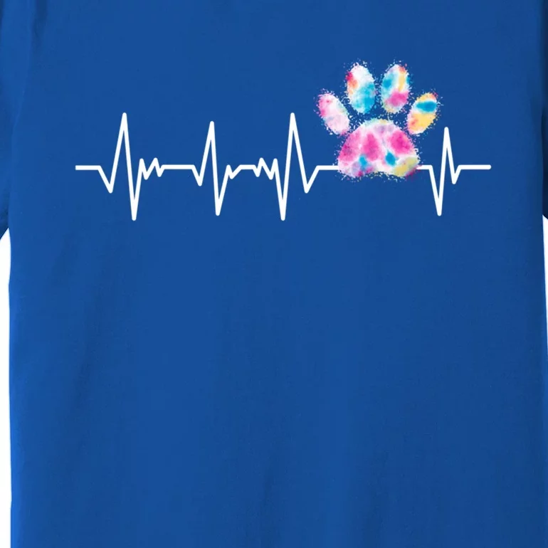 Tie Dye Paw Print Heartbeat Veterinarian Funny Vet Tech Funny Gift Premium T-Shirt