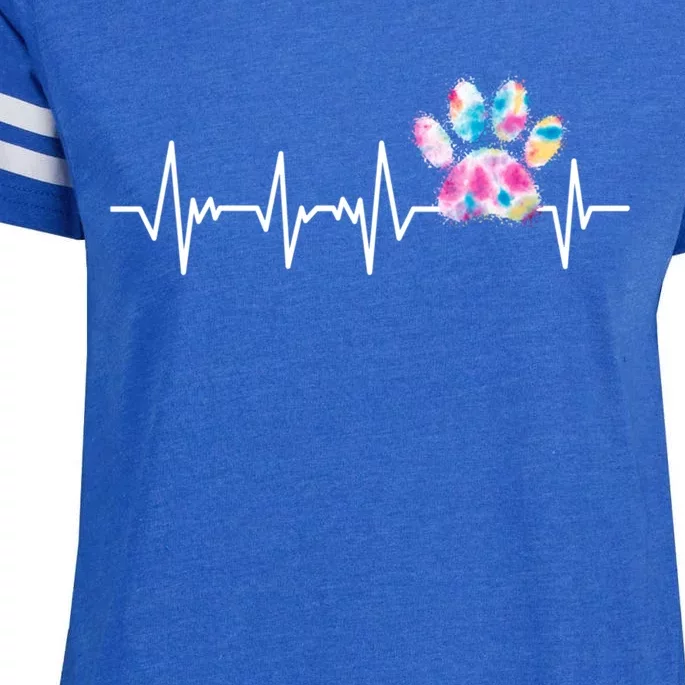 Tie Dye Paw Print Heartbeat Veterinarian Funny Vet Tech Funny Gift Enza Ladies Jersey Football T-Shirt