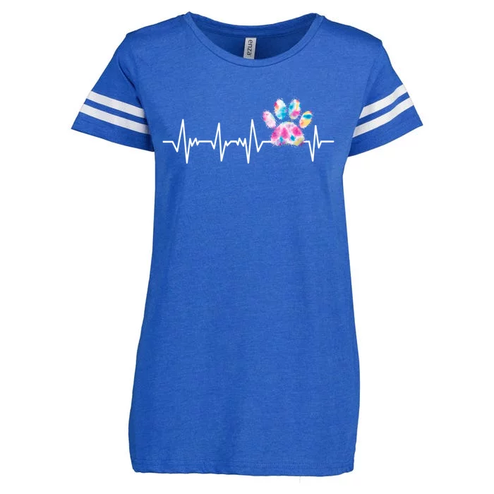 Tie Dye Paw Print Heartbeat Veterinarian Funny Vet Tech Funny Gift Enza Ladies Jersey Football T-Shirt