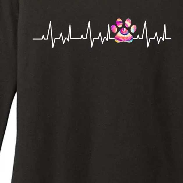 Tie Dye Paw Print Heartbeat Veterinarian Vet Tech Funny Gift Womens CVC Long Sleeve Shirt