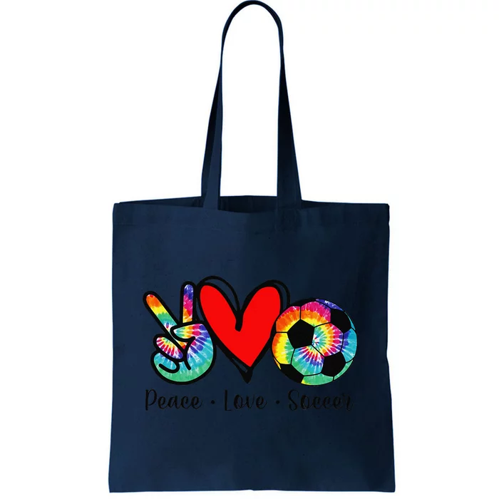 Tie Dye Peace Love Soccer Design Funny Sport Tote Bag