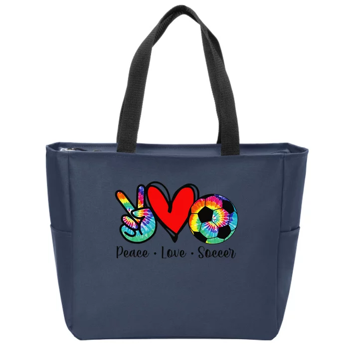 Tie Dye Peace Love Soccer Design Funny Sport Zip Tote Bag