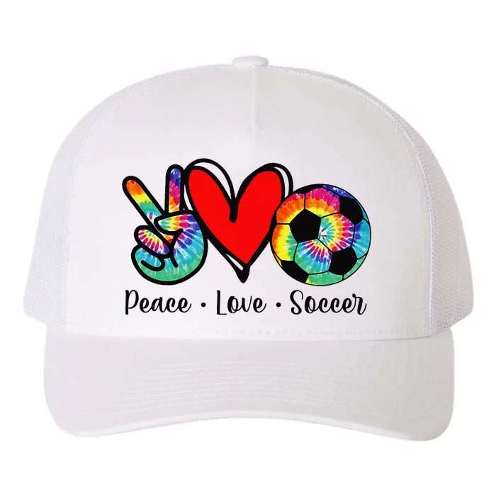 Tie Dye Peace Love Soccer Design Funny Sport Yupoong Adult 5-Panel Trucker Hat