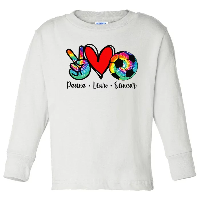 Tie Dye Peace Love Soccer Design Funny Sport Toddler Long Sleeve Shirt