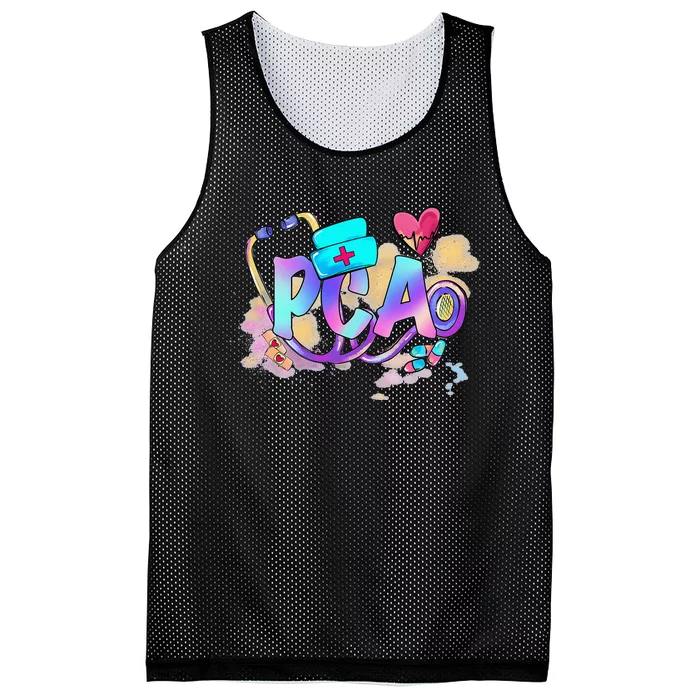 Tie Dye PCA Cute Nurse Day CNA RN Nurse Week Gifts Nursing Mesh Reversible Basketball Jersey Tank