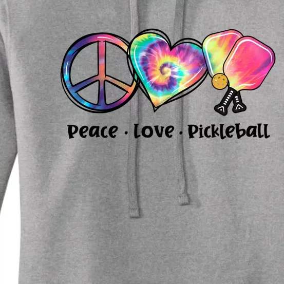 Tie Dye Peace Love Pickleball Lovers Cute Pickleball Meaningful Gift Women's Pullover Hoodie