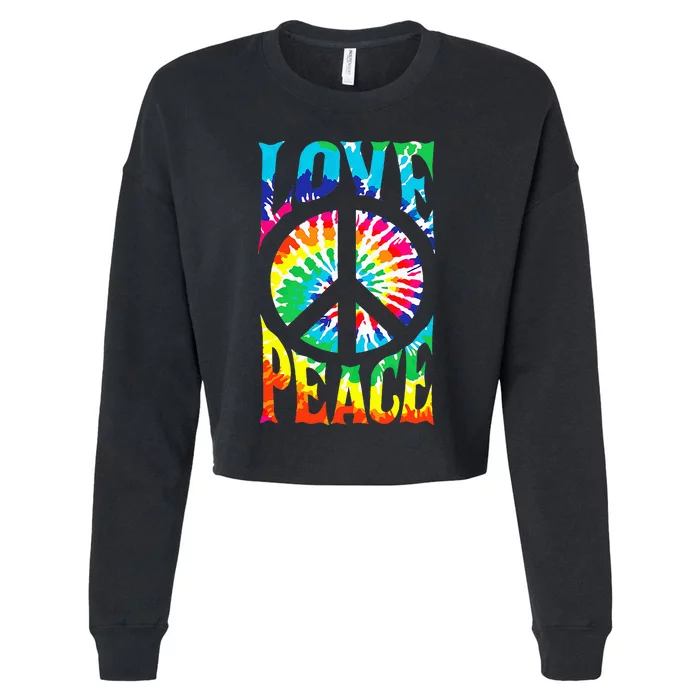 Tie Dye Peace Sign Love 60s 70s Hippie Mom Cropped Pullover Crew